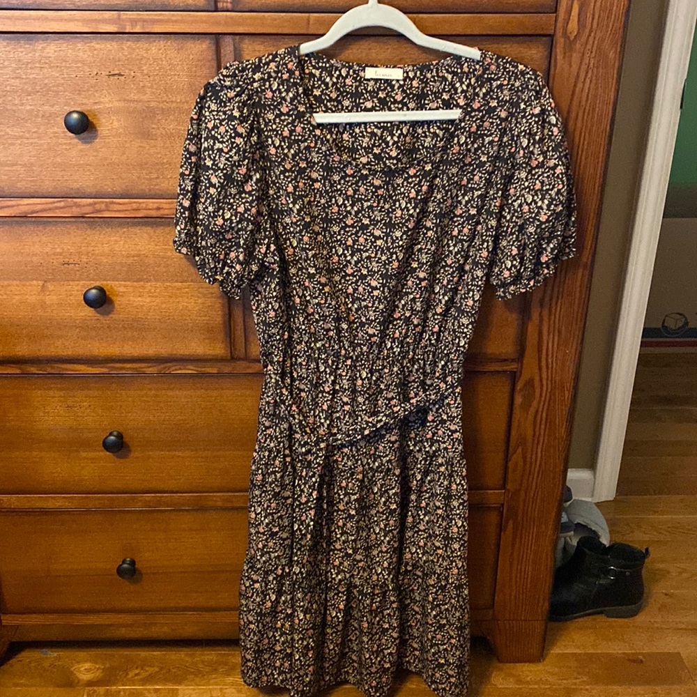 Black floral dress knee length